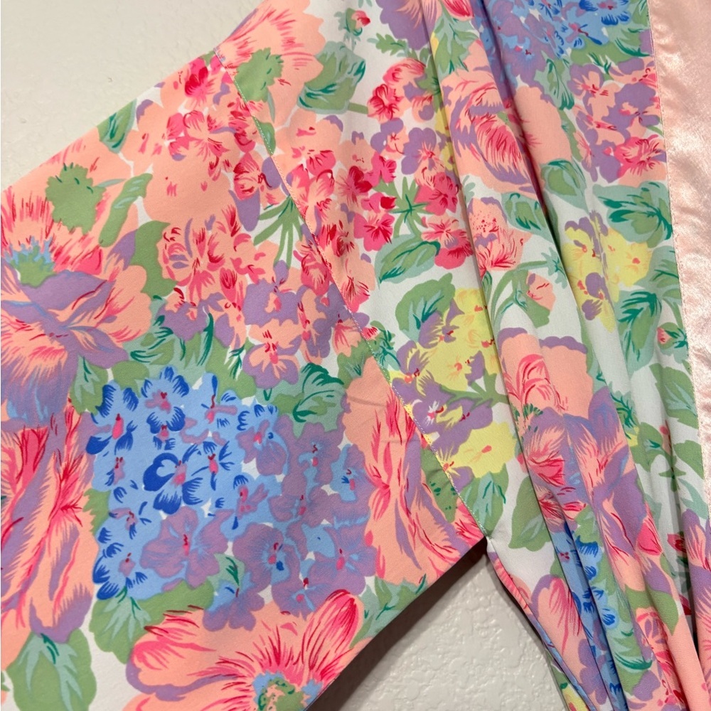 Vintage Victoria's Secret Gild Label Floral Satin Kimono Robe, Belt - Multicolor - Picture 6 of 11